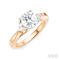 1/4 Ctw Circular Shape Trillion and Round Cut Diamond Semi-Mount Engagement Ring in 14K Rose and White Gold
