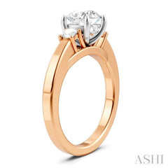 1/4 Ctw Tri-Mount Past, Present and Future Round Cut Diamond Semi-Mount Engagement Ring in 14K Rose and White Gold