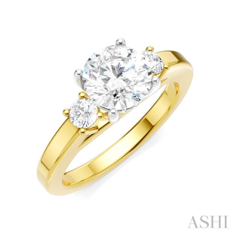 1/4 Ctw Tri-Mount Past, Present and Future Round Cut Diamond Semi-Mount Engagement Ring in 14K Yellow and White Gold