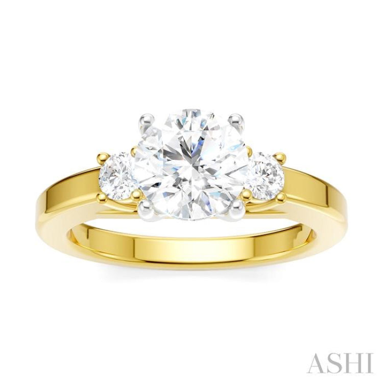 1/4 Ctw Tri-Mount Past, Present and Future Round Cut Diamond Semi-Mount Engagement Ring in 14K Yellow and White Gold