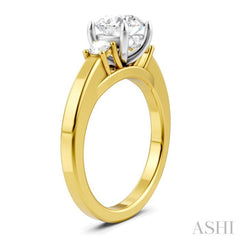 1/4 Ctw Tri-Mount Past, Present and Future Round Cut Diamond Semi-Mount Engagement Ring in 14K Yellow and White Gold