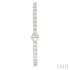 3/8 Ctw Pear and Round Cut Diamond Rectangular Fashion Hoop Earrings in 14K White Gold