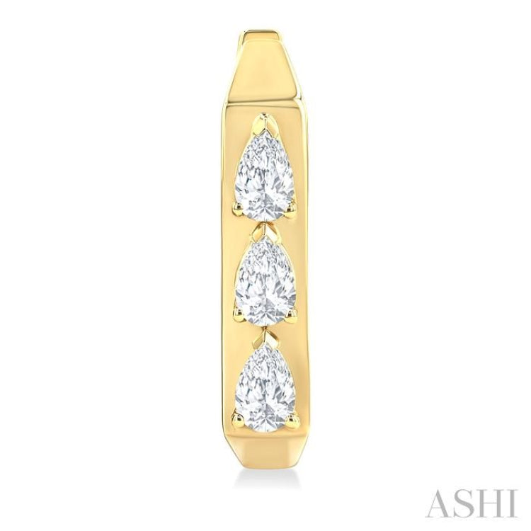 1/2 Ctw Pear Cut Diamond Hexagonal Fashion Hoop Earrings in 14K Yellow Gold