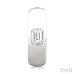 1/3 Ctw Bezel Set Emerald Cut Diamond Fashion Huggie Earrings in 14K White Gold