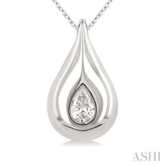 1/4 Ctw Teardrop Pear Cut Diamond Fashion Pendant With Chain in 14K White Gold