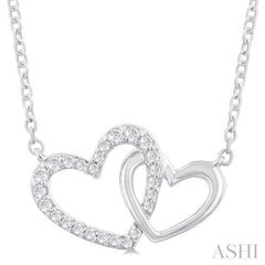 1/8 Ctw Interlocked Heart Round Cut Diamond Fashion Pendant With Chain in 10K White Gold