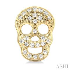 1/6 Ctw Petite Skull Single Cut Diamond Fashion Earrings in 10K Yellow Gold