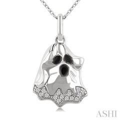 1/20 Ctw Petite Ghost Single Cut Diamond Pendant With Chain in 10K White Gold