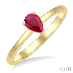 6x4 MM Pear Shape Ruby Precious Solitaire Ring in 14K Yellow Gold