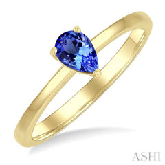 6x4 MM Pear Shape Tanzanite Precious Solitaire Ring in 14K Yellow Gold