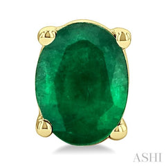 4X3 MM Oval Shape Emerald Precious Stud Earrings in 14K Yellow Gold