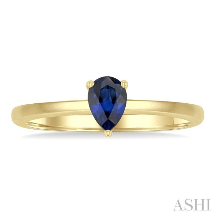 6x4 MM Pear Shape Sapphire Precious Solitaire Ring in 14K Yellow Gold