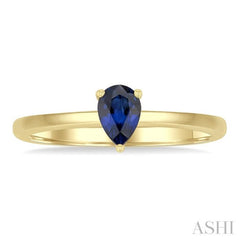 6x4 MM Pear Shape Sapphire Precious Solitaire Ring in 14K Yellow Gold