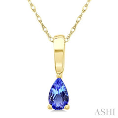 5X3 MM Pear Shape Tanzanite Precious Solitaire Pendant With Chain in 14K Yellow Gold