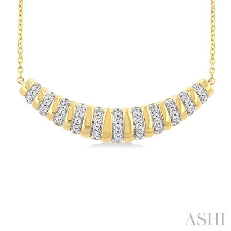 1/5 Ctw Ribbed Dome Round Cut Diamond Necklace in 10K Yellow Gold