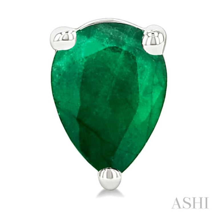5X3 MM Pear Shape Emerald Precious Stud Earrings in 14K White Gold