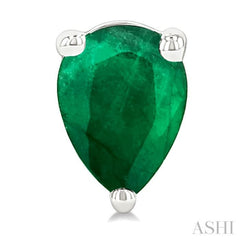 5X3 MM Pear Shape Emerald Precious Stud Earrings in 14K White Gold