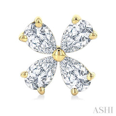 1/2 Ctw Floral Pear Cut Diamond Stud Earrings in 14K Yellow Gold