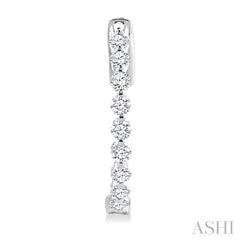 1 Ctw Inside-Out Single Prong Set Round Cut Diamond Hoop Earrings in 14K White Gold