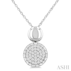 1/4 Ctw Circular Mount Pave Set Single Cut Diamond Fashion Pendant With Chain in 10K White Gold