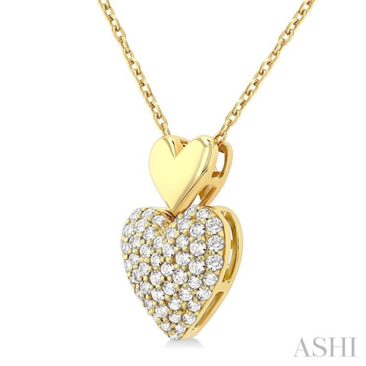 1/4 Ctw Heart Shape Pave Set Single Cut Diamond Fashion Pendant With Chain in 10K Yellow Gold