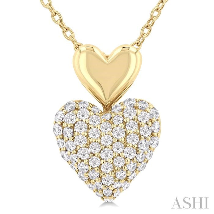 1/4 Ctw Heart Shape Pave Set Single Cut Diamond Fashion Pendant With Chain in 10K Yellow Gold