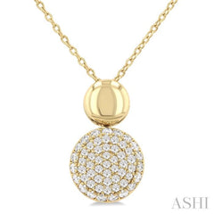 1/4 Ctw Circular Mount Pave Set Single Cut Diamond Fashion Pendant With Chain in 10K Yellow Gold