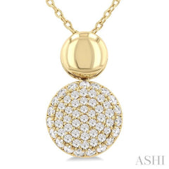1/4 Ctw Circular Mount Pave Set Single Cut Diamond Fashion Pendant With Chain in 10K Yellow Gold