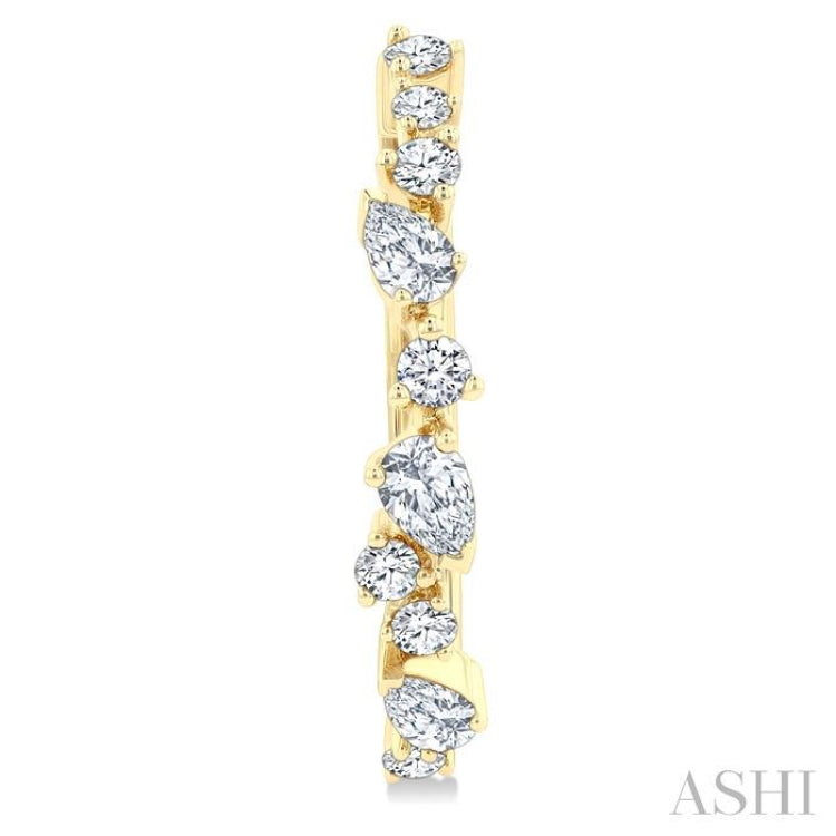 3/4 Ctw Round & Pear Diamond Cut Scatter Fashion Hoop Earrings in 14K Yellow Gold