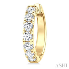 2 Ctw Round Cut Diamond Hoop Earrings in 14K Yellow Gold