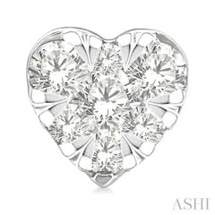 1/6 Ctw Lovebright Petite Heart Shape Round Cut Diamond Fashion Stud Earring in 10K White Gold