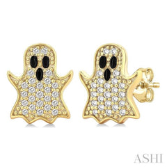 1/6 Ctw Petite Ghost Single Cut Diamond Fashion Earrings in 10K Yellow Gold