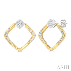 1/3 Ctw Cushion Shape Lovebright Round Cut Diamond Earrings in 10K Yellow and White Gold