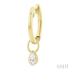 1/3 Ctw Bezel Set Pear Cut Diamond Huggie Earrings in 14K Yellow Gold