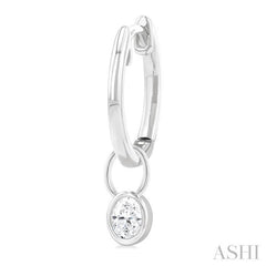 1/3 Ctw Bezel Set Oval Cut Diamond Huggie Earrings in 10K White Gold