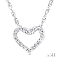 1/20 Ctw Heart Shape Round Cut Diamond Pendant With Chain in 14K White Gold