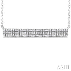 1/4 Ctw Bar Triple Row Round Cut Diamond Necklace in 10K White Gold