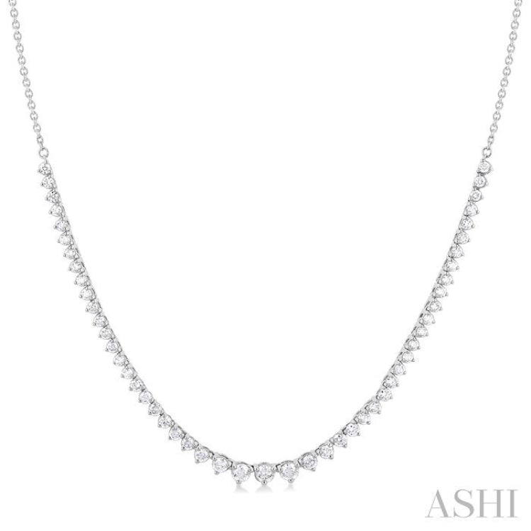 1 3/4 Ctw Halfway Graduated Round Cut Diamond Riviera Necklace in 14K White Gold