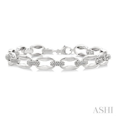 1/10 Ctw Oval Shape D-Link Round Cut Diamond Bracelet in Sterling Silver
