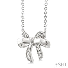 1/20 Ctw Bow Single Cut Diamond Fashion Pendant With Chain in Sterling Silver