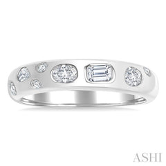 1/3 Ctw Bezel Set Mixed Shape Diamond Cut Fashion Band in 14K White Gold